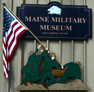 Maine Military Museum Sign with Iwo Jima Flag Raising