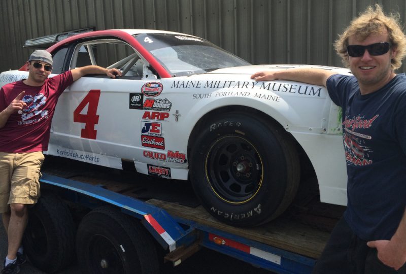 Rick Paradis and Curtis Gleason with their race car.