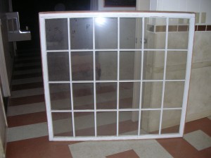 The 100 year old window before installation.