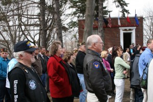 Jim Foley, the first museum volunteer, Louise Keezer, and Lee Humiston at the POW medal ceremonies.
