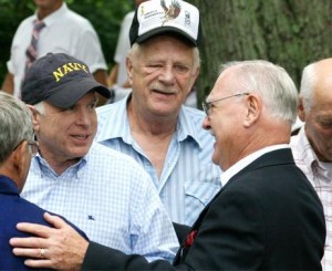 John McCain, Charlie Crafts (a Maine Vietnam War POW), and Lee Humiston at the old little museum.