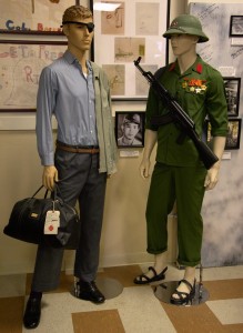 Lt. Col. Lew Shattuck, USAF. POW 7-11-66 to 02-12-73 wearing his original prison release uniform and Hoang Doang, North Vietnamese officer wearing his NVA period uniform at release.