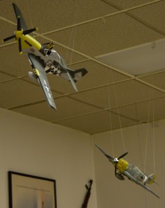 German ME-109 Messerschmidt taking out an American P-51. The pilot is bailing out...