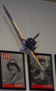 Head on shot of a Japanese Army Zero being chased by an American P-38.