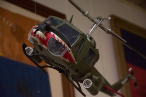Head on shot of a Huey Gunship in Vietnam.