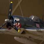 Close up of the Tiger's mouth on the F6F "Hellcat" of VF- 27 flying off the USS Princeton.
