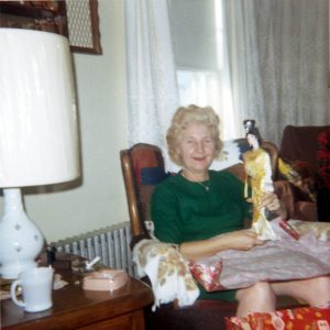 Bill Randall's mother on Christmas morning 1968