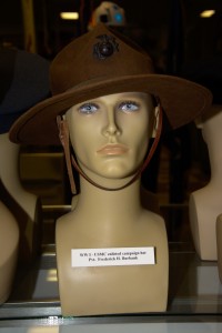 World War I US Marine Corp enlisted campaign hat worn by Private Frederick H. Burbank.