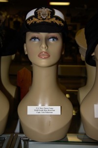 US Navy Nurse Corps Field Grade Mess Dress hat worn by Captain Lois Nickerson.