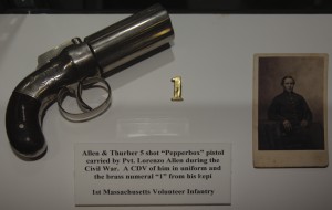 Allen & Thurber 5 shot ''Pepperbox'' pistol carried by Private Lorenzo Allen during the US Civil War