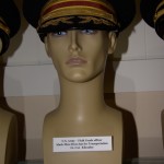 US Army field grade transportation officer's black mess dress hat worn by Lt. Col. Kilcauley.