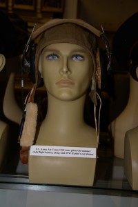 US Army Air Corps 1942 issue pilot's OD summer cloth flight helmet.