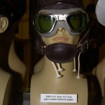 1930s US Army Air Corps pilot's leather helmet and goggles.