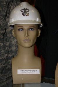 US Navy Seabees officer's hard hat , Lakehurst NAES, 2013 issue.