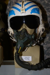 Vietnam War US Air Force pilot's fligh helmet worn by Lt. Col. James Fish.