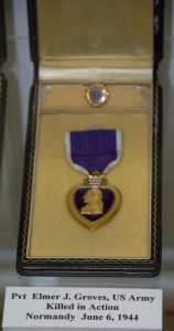 Purple Heart and Gold Star for Private Elmer J. Groves, killed in action at Normandy.
