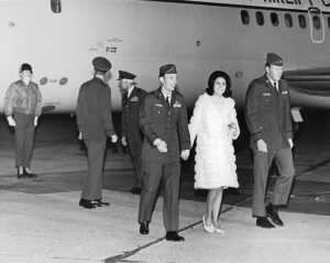 Ben Ringsdorf at Keesler AFB with Mrs. George Wallace, 1973