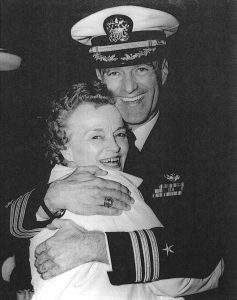 Jim Hickerson being greeted by his mother, Faye Hickerson, at Hickory, NC Airport, April 1973