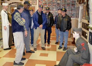 Members of Post 148 with Tour Guide Tom Billen (USAF retired). From L-R, Tom, Post members: Willi Goodman, Bob Miele, Horne, Jerry Black, Bob Beane, and Chuck Whynot. Photo by Rod Vosine, Vietnam 50th Anniversary Committee chairman.