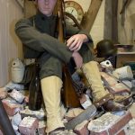 World War I United States Marine in a bombed out French home