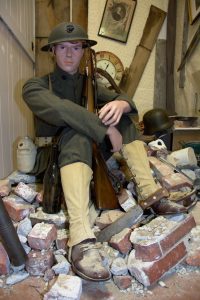 World War I United States Marine in a bombed out French home