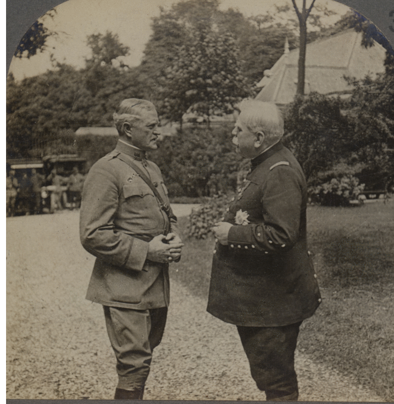 Joffre and Pershing in Governor's Gardens, Paris