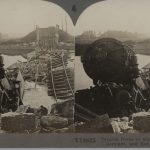 Tangled Ruins of Marne Bridge Blown Up By Germans and Red Cross Train Wreck
