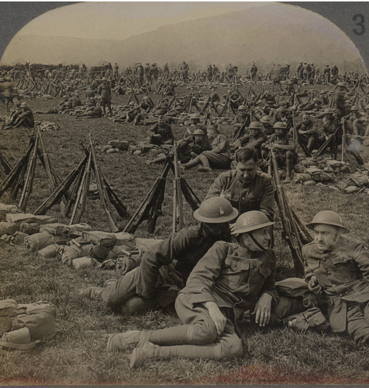 On the Moselle - 89th Division Doughboys Resting Before Review, Treves