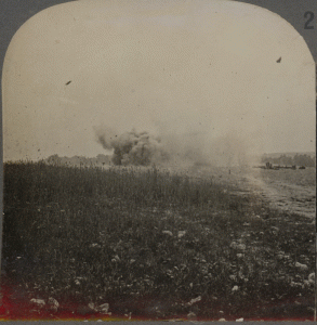 Shells Bursting In Ruined French Village