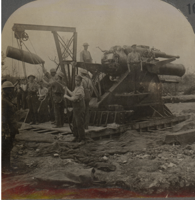 Feeding "Grannie" - Shell Hoisted Into Position