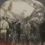 French Troops Inspect a Wrecked Zeppelin